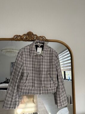 H&M Women's Plaid Zip-Front Jacket - Black & White